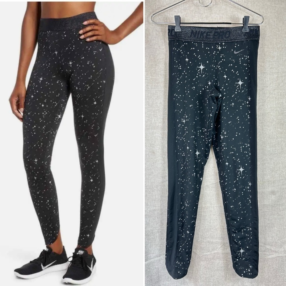 Nike Womens Plus Pro Warm Starry Night Metallic Print Training Tight small